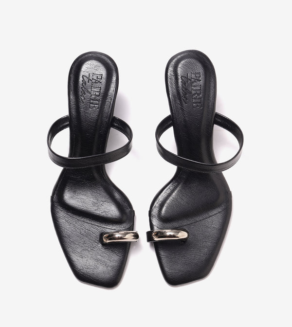 Metallic Accent Toe-Ring Heel - Black