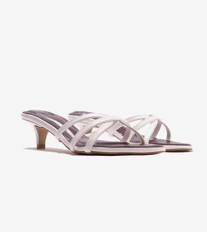 Cross Strap Kitten Mules - Maroon