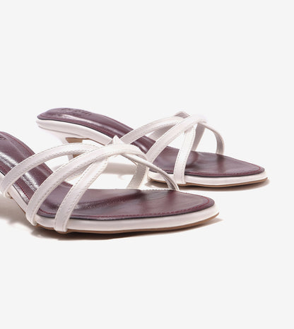 Cross Strap Kitten Mules - Maroon