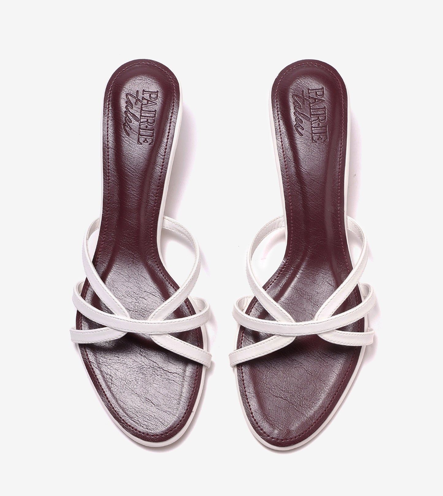 Cross Strap Kitten Mules - Maroon