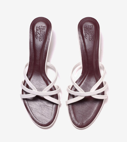 Cross Strap Kitten Mules - Maroon