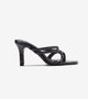 Asymmetric Strappy Tubular Heeled Sandals - Black