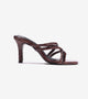 Asymmetric Strappy Tubular Heeled Sandals - Brown