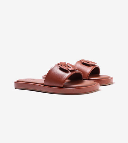 Flower Cutout Slide Sandals - Tan