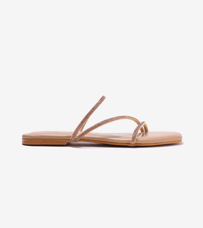 Rhinestone Strappy Sandals - Rose Gold