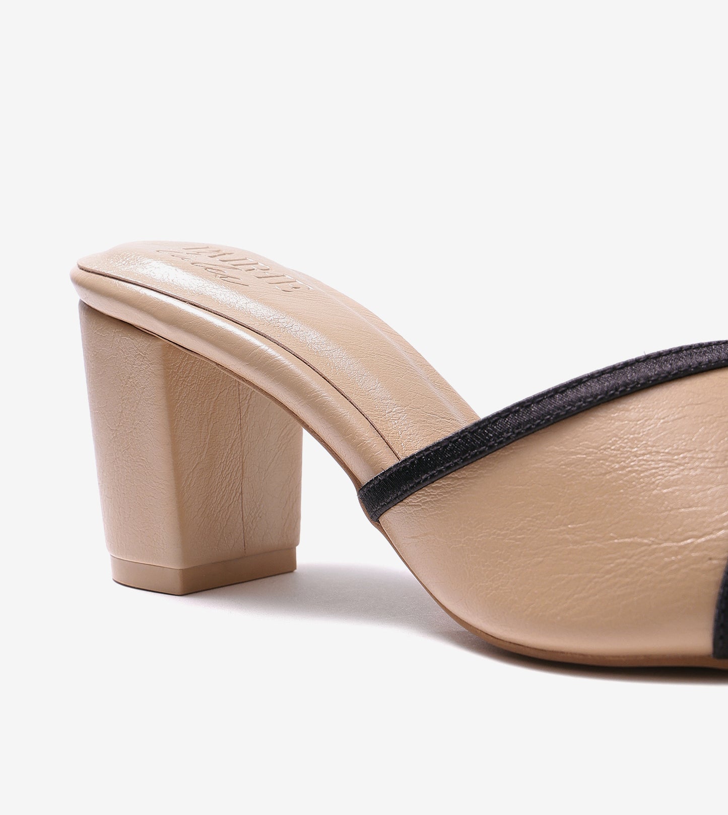 Two Tone Bow Heeled Mules - Beige