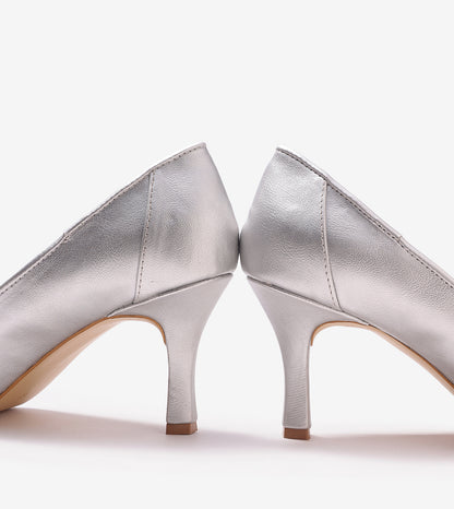 Matt Pointed Toe Pumps - Silver
