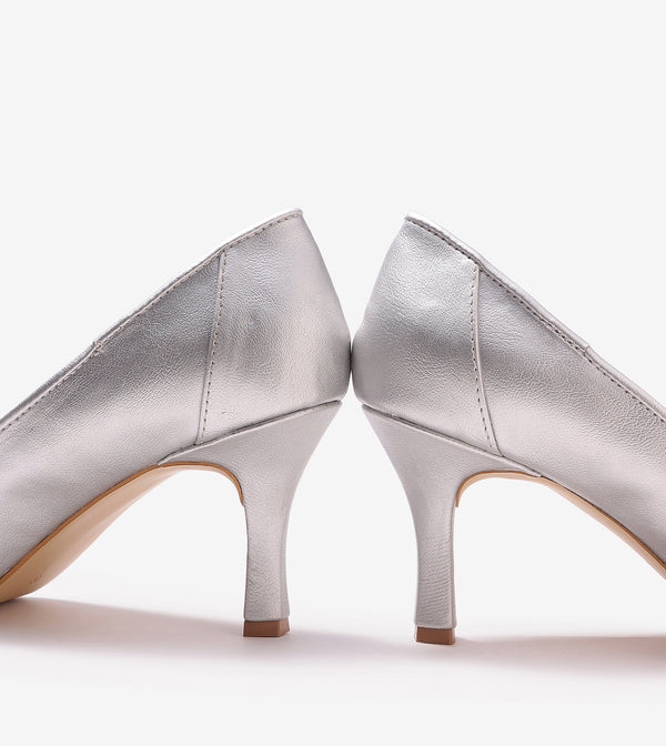 Matt Pointed Toe Pumps - Silver