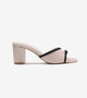 Two Tone Bow Heeled Mules - Cream