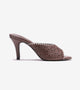 Laser Cutwork Stiletto Mules - Brown