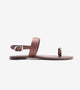 Metallic Accent Toe Ring Flat Sandals - Brown