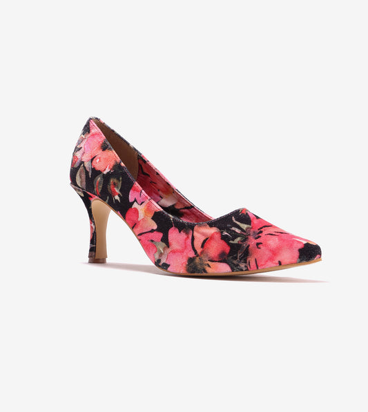 Floral Printed Pumps - Pink