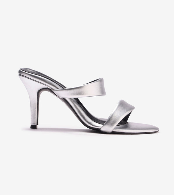 Double Strap Stilettos - Silver
