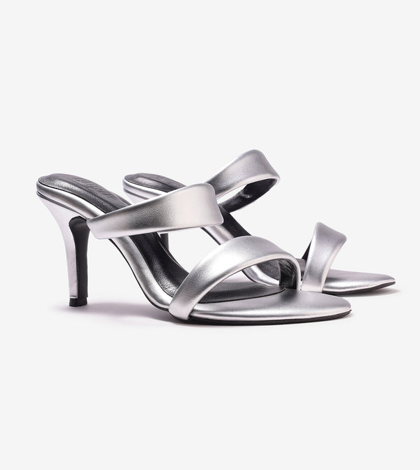 Double Strap Stilettos - Silver