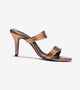Two Strap Stiletto-Heel Sandals - Antique Gold