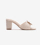 Jute Block Heeled Mule With Metal Adornment - Cream
