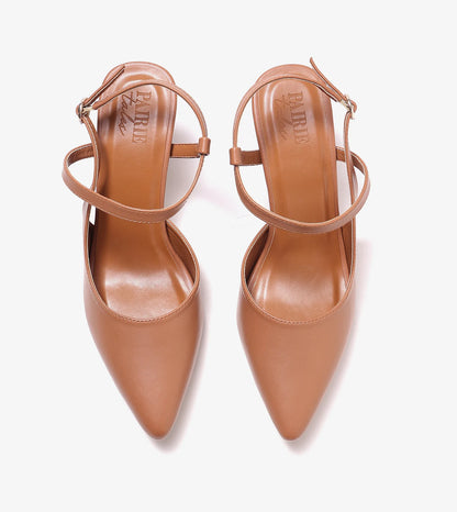 Slingback Pointed Toe Pumps - Tan
