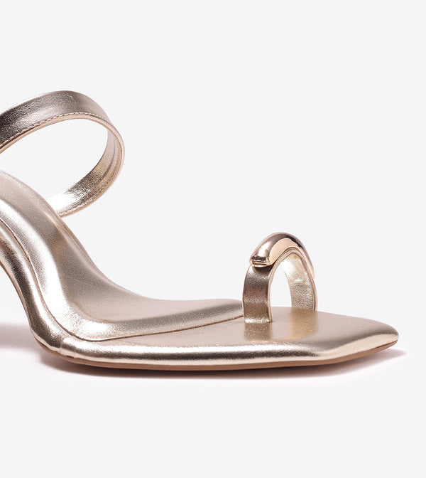 Metallic Accent Toe-Ring Heel - Gold