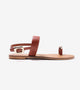 Metallic Accent Toe Ring Flat Sandals - Tan