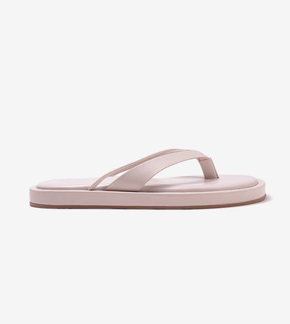 V-Strap Slide Flat Sandals - Cream