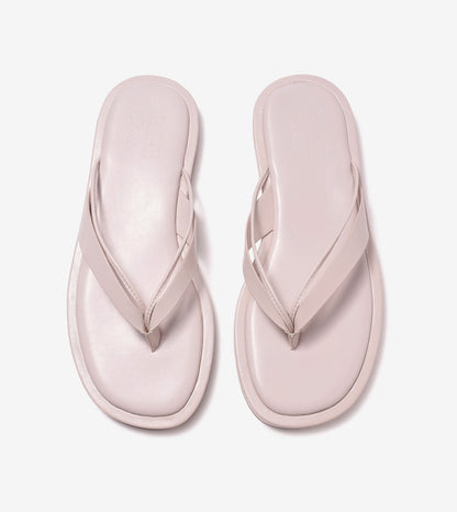 V-Strap Slide Flat Sandals - Cream