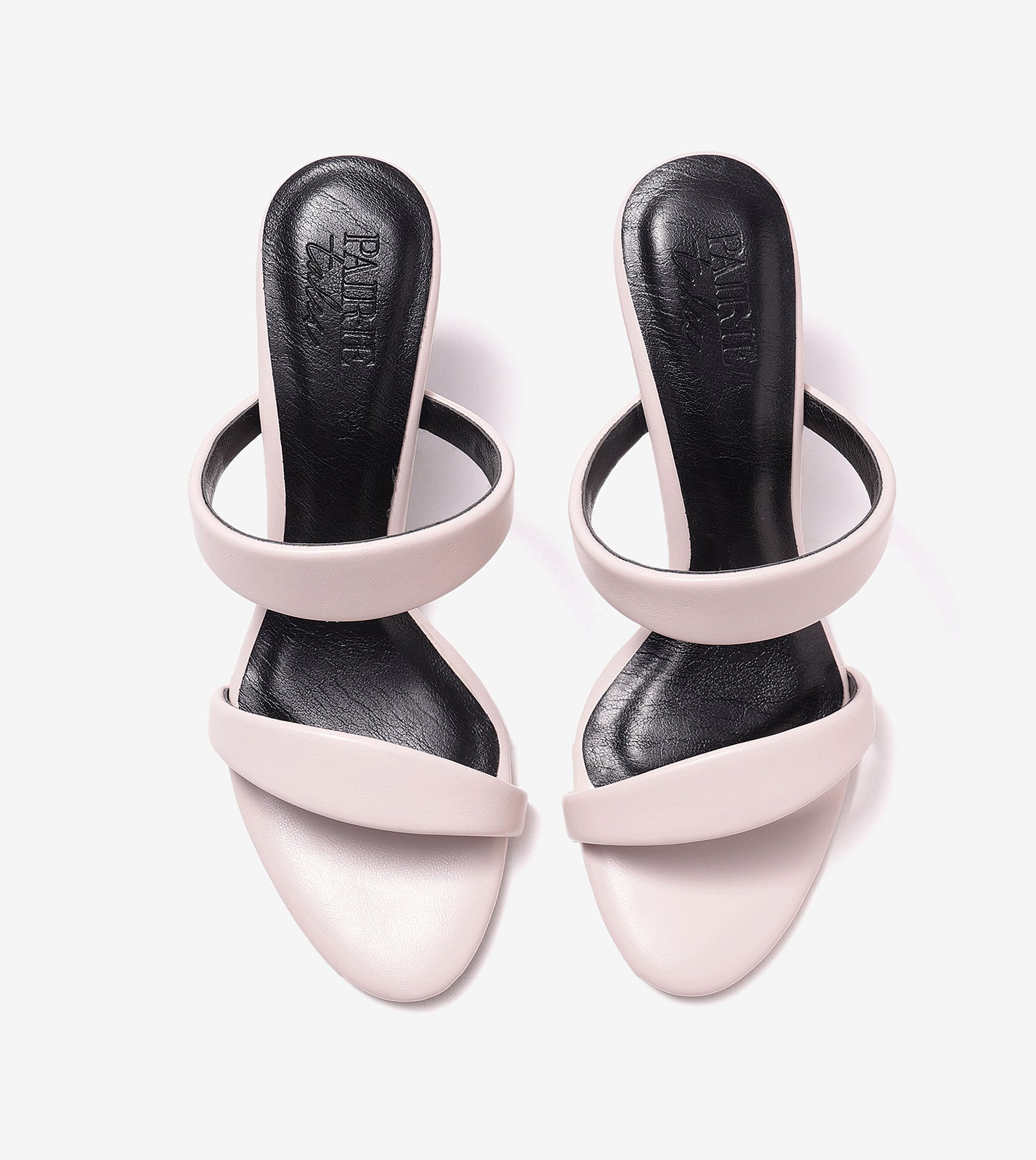 Two Strap Stiletto-Heel Sandals - Cream
