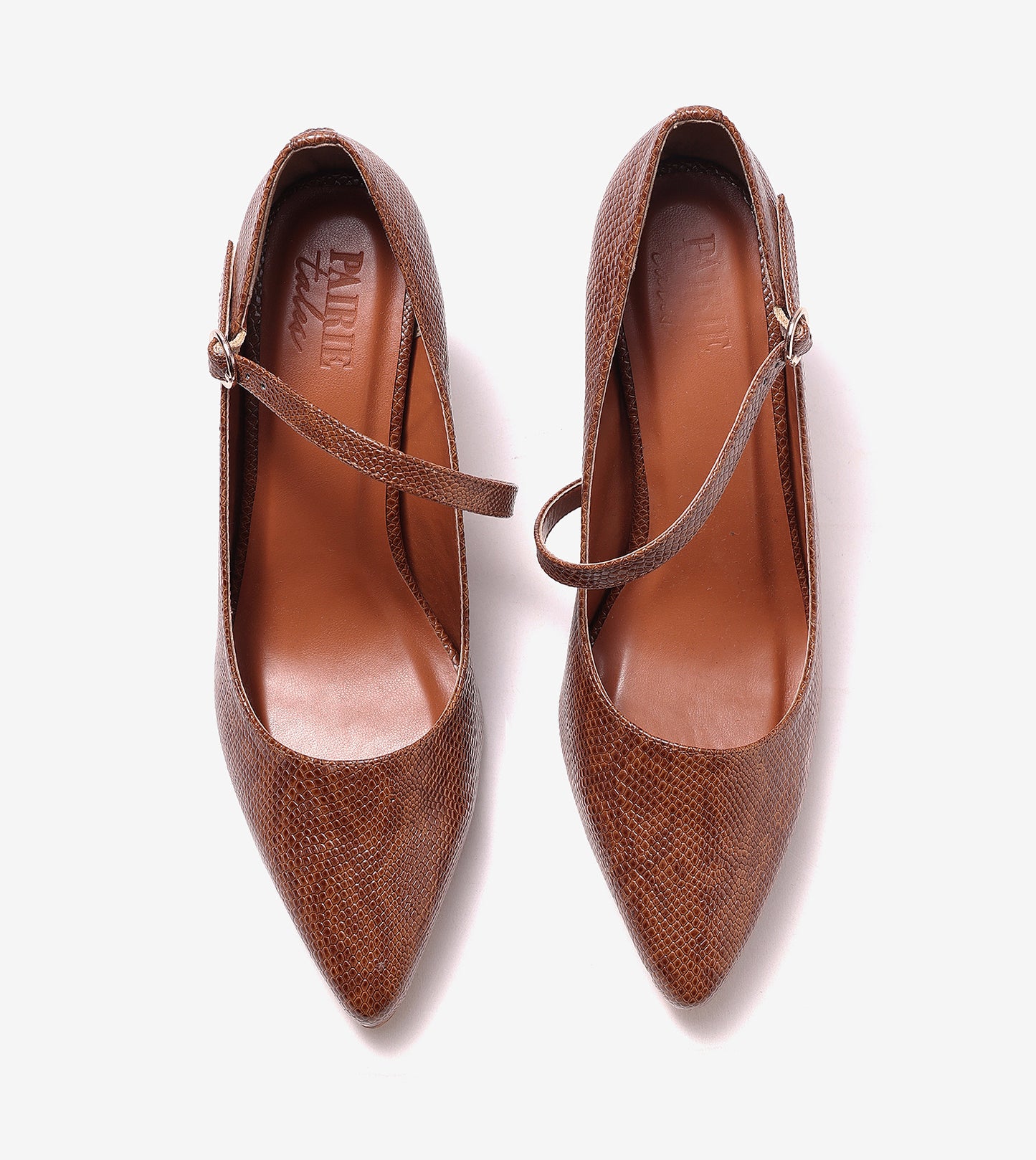 Asymmetric Textured Snake-Print Strappy Heeled Pumps - Brown
