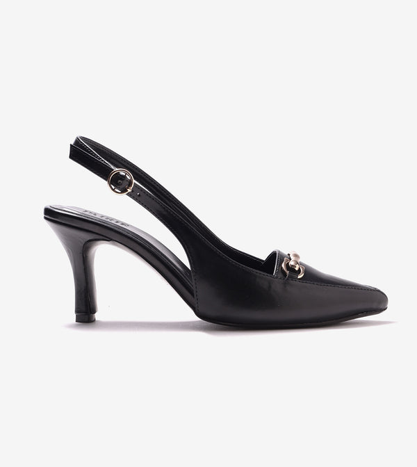 Chain Slingback Pumps - Black