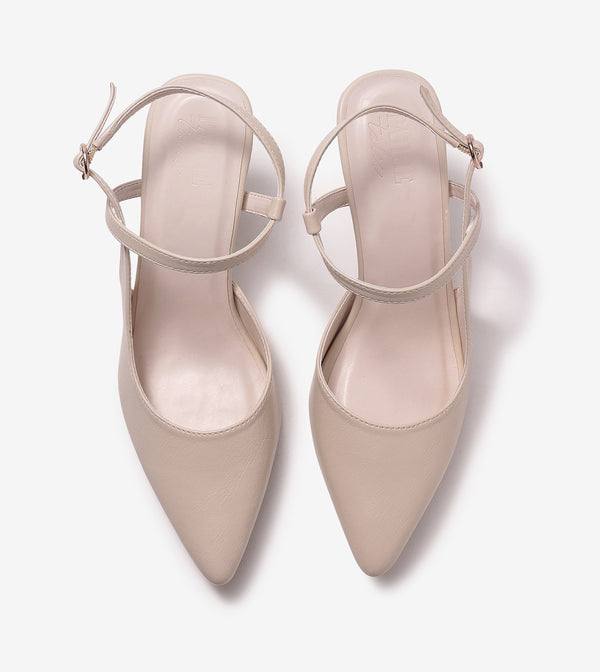 Pointed Slingback Pumps - Cream
