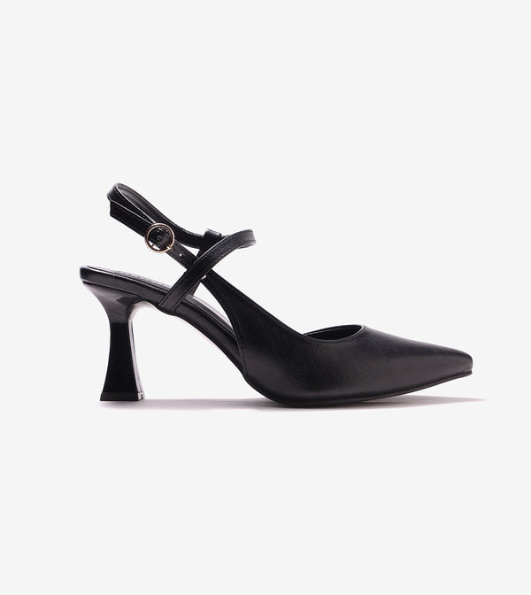 Pointed Slingback Pumps - Black