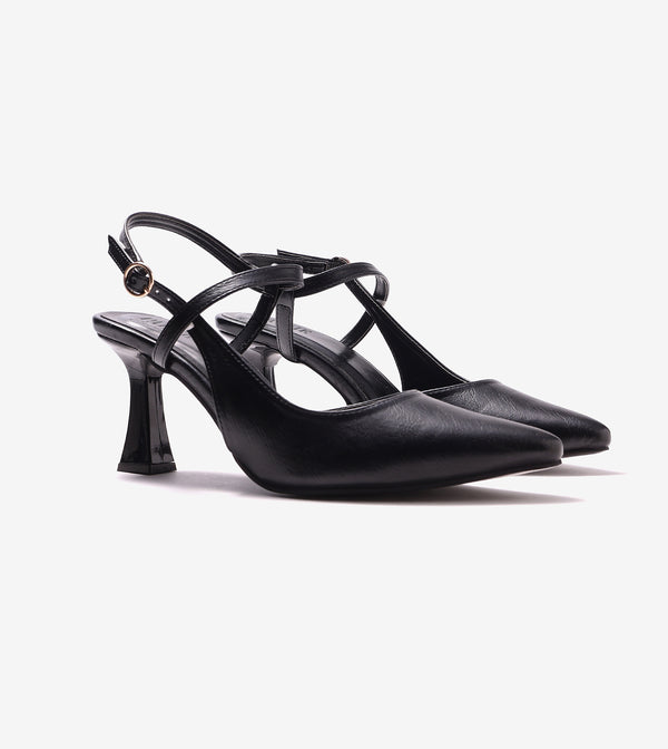 Pointed Slingback Pumps - Black