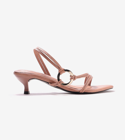 Strappy Kitten Heel With Metallic Adornment  - Gajri