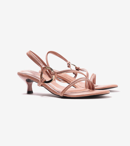 Strappy Kitten Heel With Metallic Adornment  - Gajri