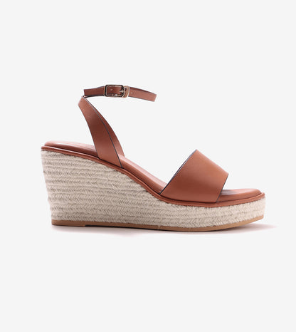 Ankle Strap Espadrille Wedges - Tan