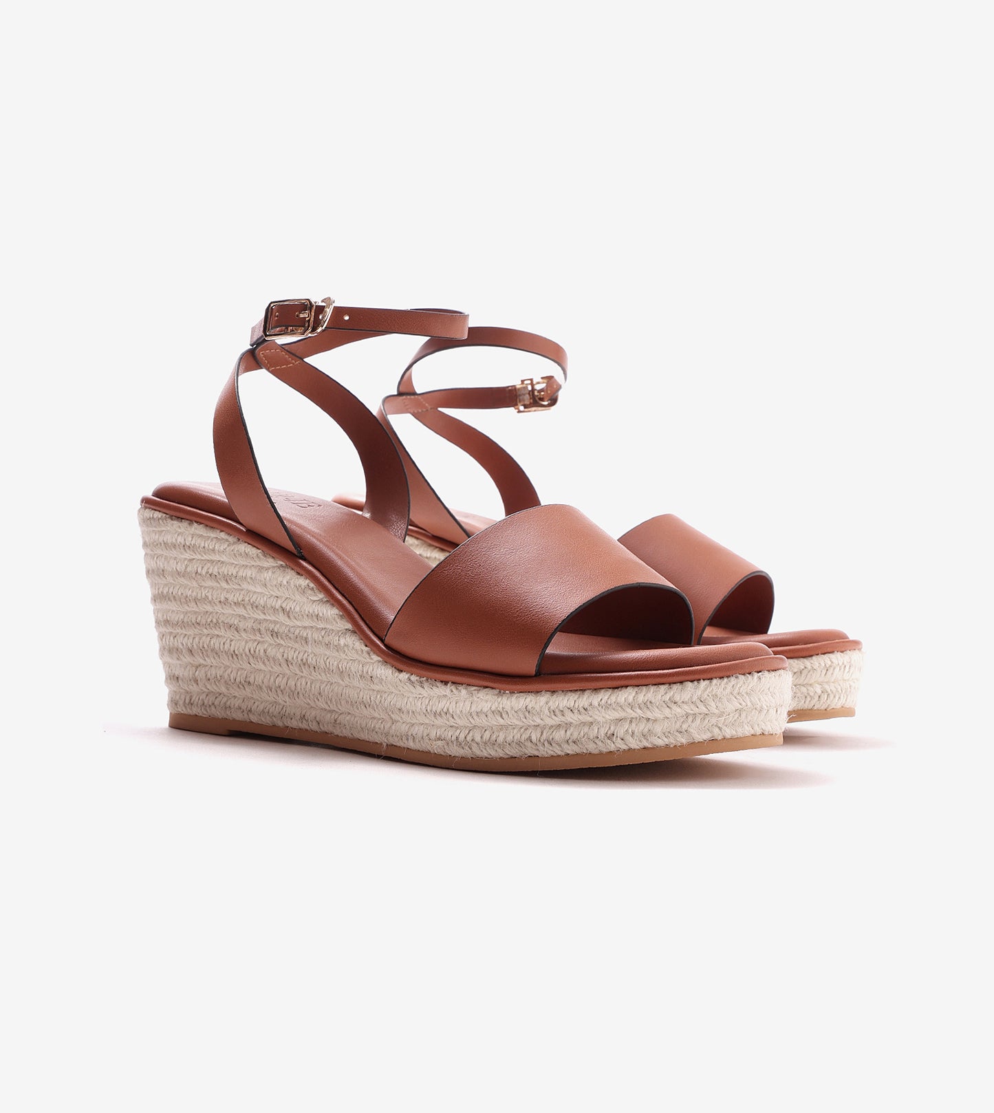 Ankle Strap Espadrille Wedges - Tan