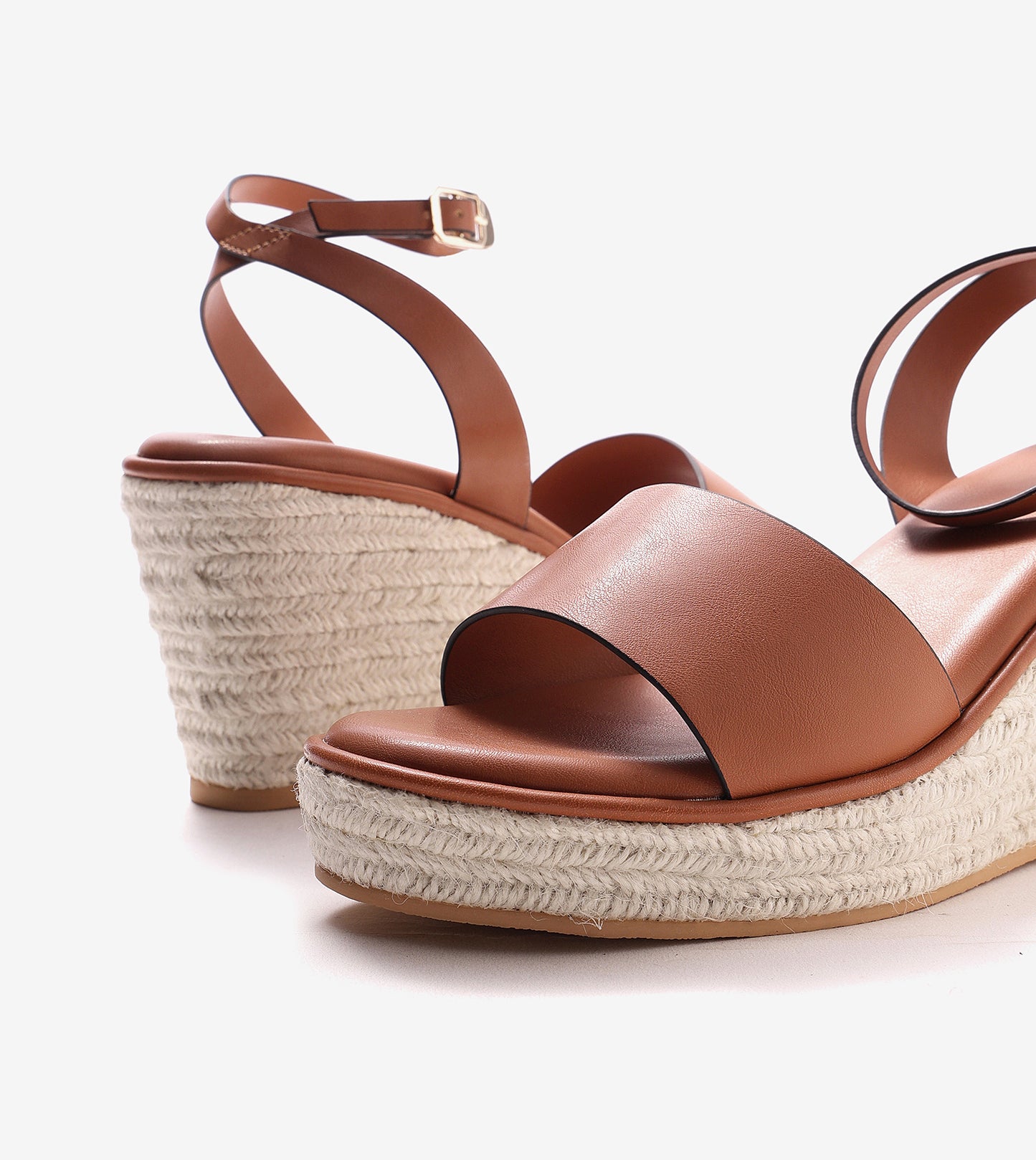 Ankle Strap Espadrille Wedges - Tan