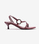 Strappy Kitten Heel With Metallic Adornment  - Cherry