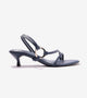 Strappy Kitten Heel With Metallic Adornment  - Blue
