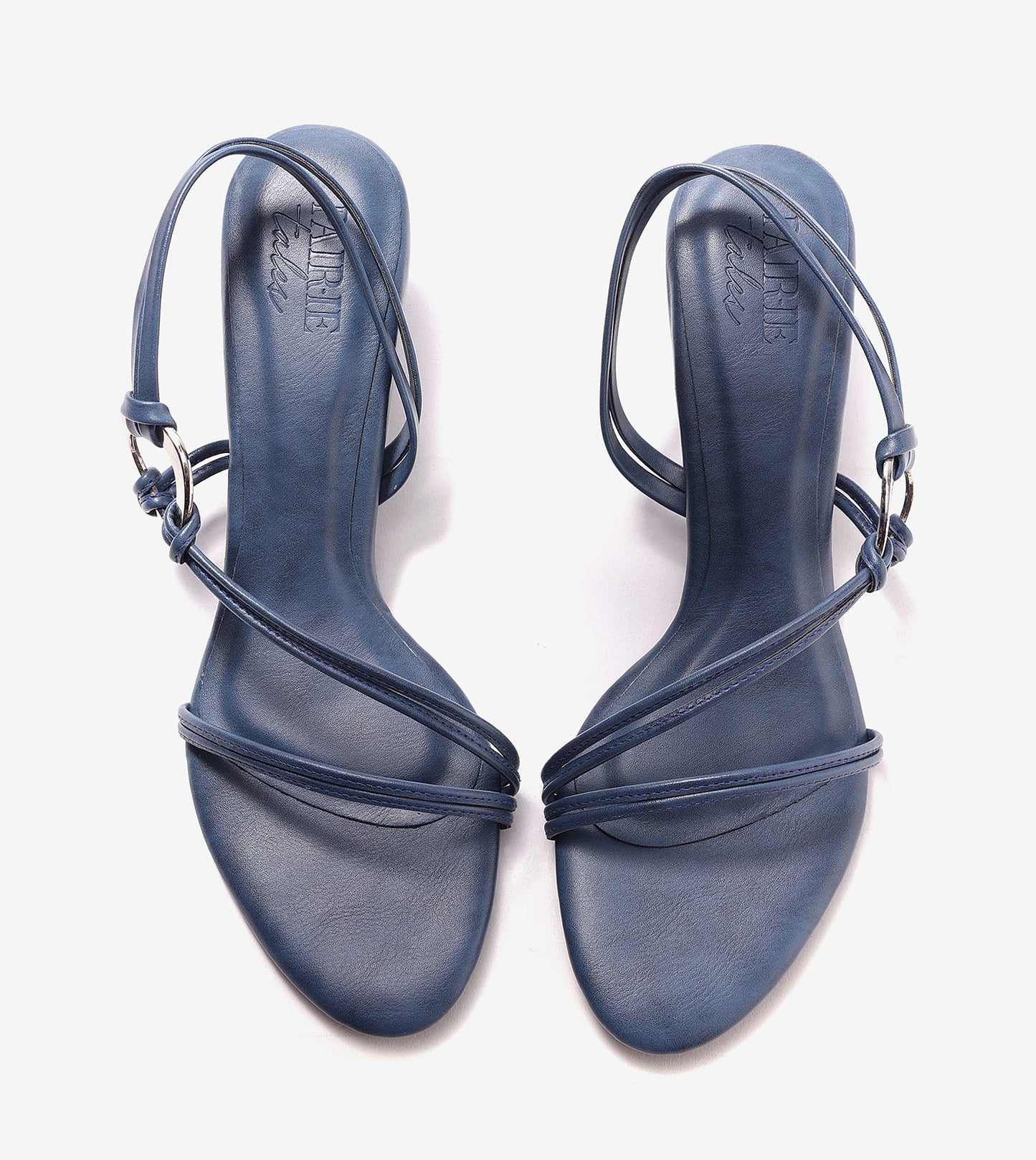 Strappy Kitten Heel With Metallic Adornment  - Blue