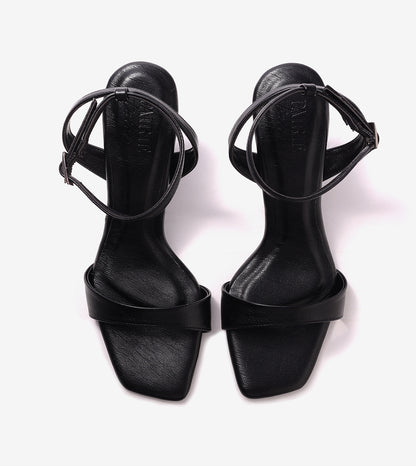 Stiletto-Heel Ankle Strap Sandals - Black