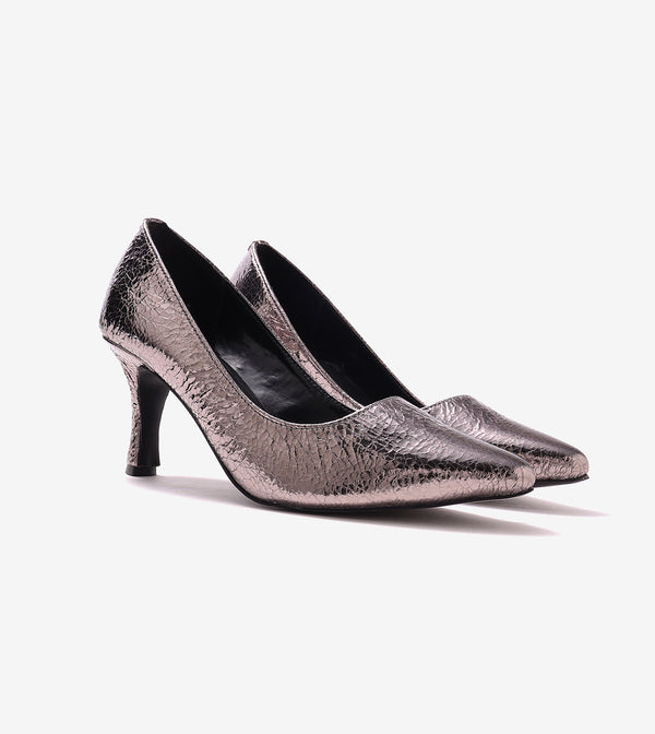 Crackled Metallic Pumps - Gunmetal