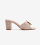 Jute Block Heeled Mule With Metal Adornment - Beige