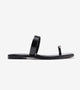 Patent Flat Sandals With Metallic Embellishment - Black