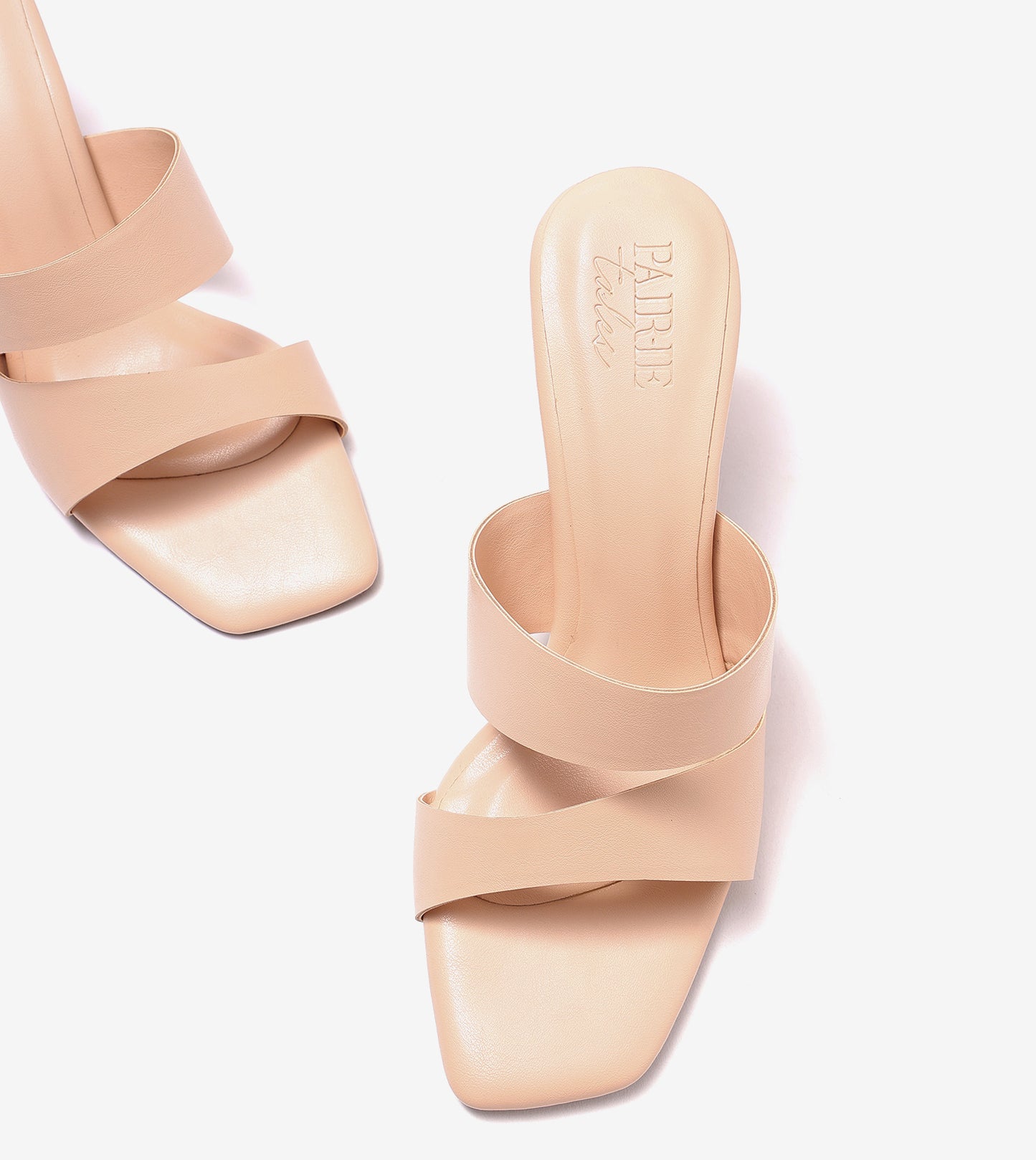 Asymmetric Cutout Block Heeled Slide Sandals - Peach
