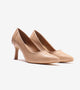 Matt Pointed Toe Pumps - Beige