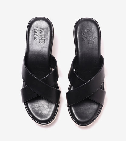 Cross Strap Metal Embellished Espadrille Wedges - Black