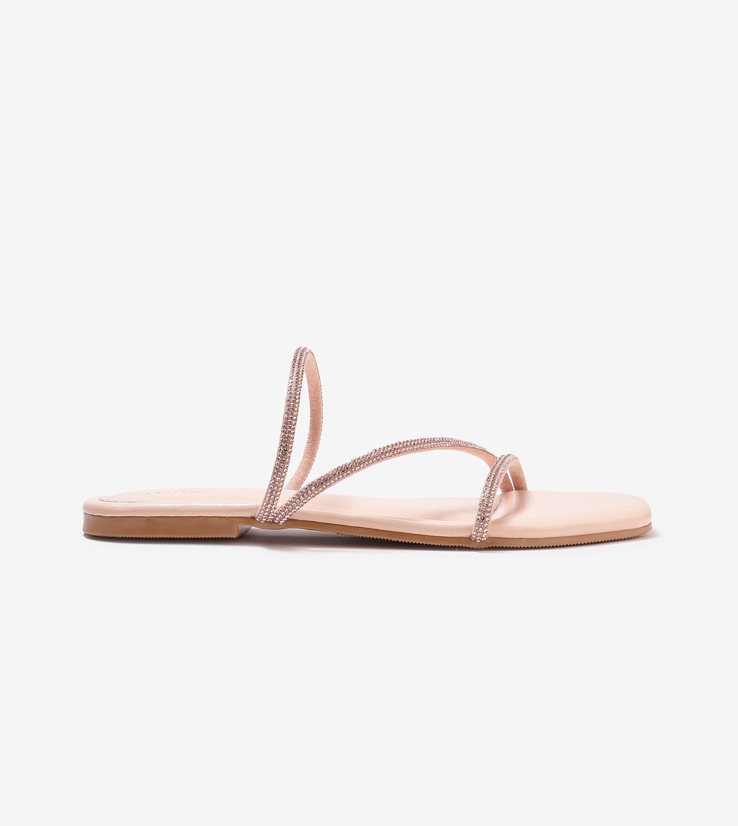 Rhinestone Strappy Sandals - Rose Gold