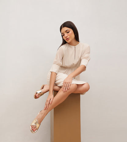 Metallic Wavy Flat Sandals - Gold