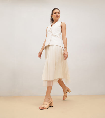 Asymmetric Cutout Block Heeled Slide Sandals - Peach
