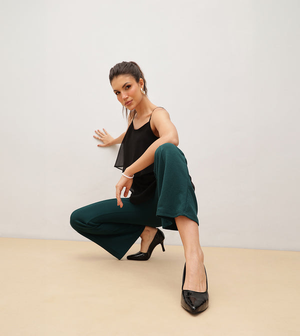 Patent Croc-Effect Pointed Toe Pumps - Black